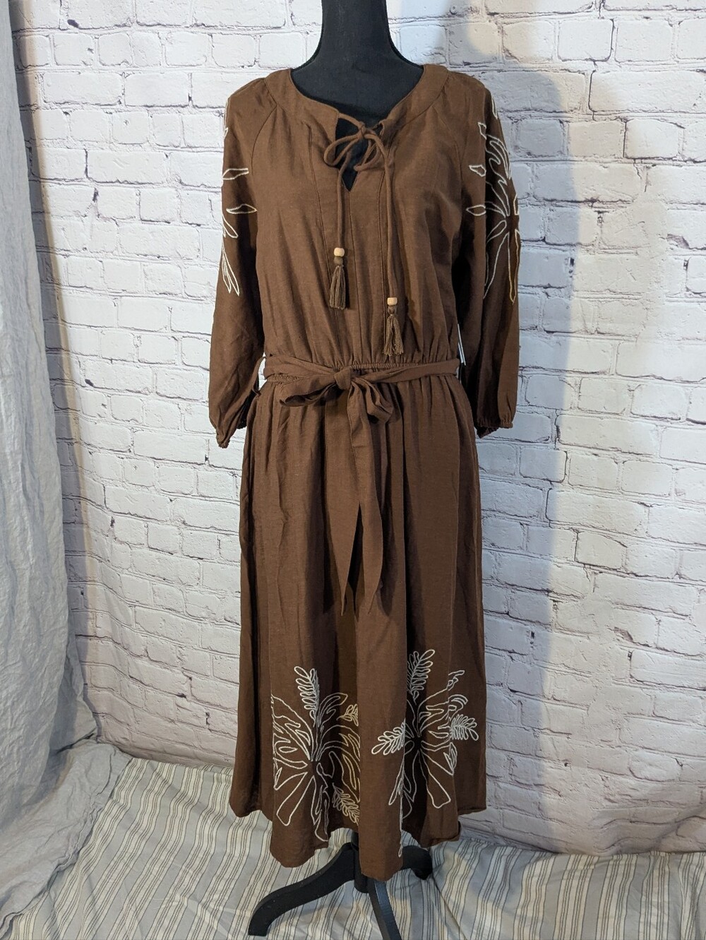 Lea Brown Linen Blend Dress